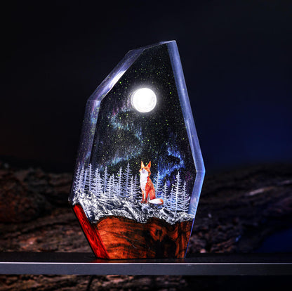 Aurora Borealis Lamp Fox Epoxy Night Light
