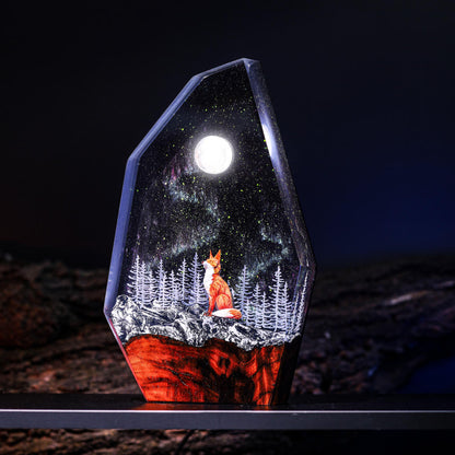 Aurora Borealis Lamp Fox Epoxy Night Light