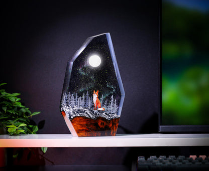 Aurora Borealis Lamp Fox Epoxy Night Light
