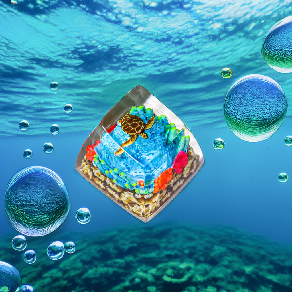 Coral Reef Turtle Artisan Keycap