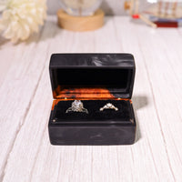 Custom Black Rectangular Resin Double Ring Box - image 2