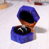 Custom Hexagonal Blue Resin Double Ring Box - image 1