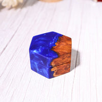 Custom Hexagonal Blue Resin Double Ring Box - image 3