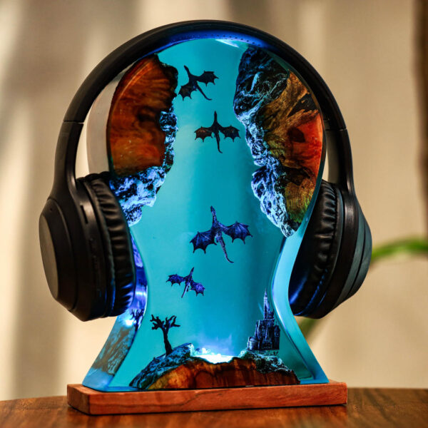 Fire and Ice Dragon Headphone Stand & Night Light