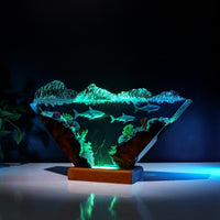 Inverted Triangle White Shark & Diver Epoxy Lamp - image 4