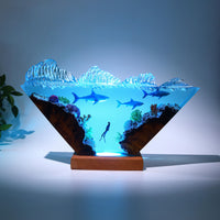 Inverted Triangle White Shark & Diver Epoxy Lamp - image 5