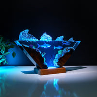 Inverted Triangle White Shark & Diver Epoxy Lamp - image 6