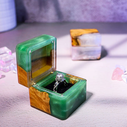 Square Epoxy Resin Engagement Ring Box
