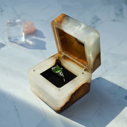 Square Epoxy Resin Engagement Ring Box