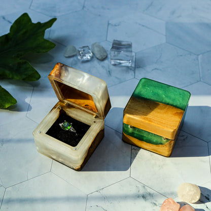 Square Epoxy Resin Engagement Ring Box