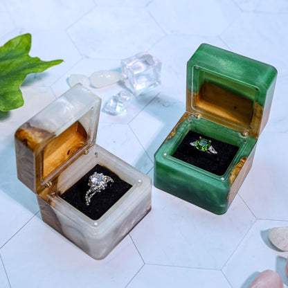 Square Epoxy Resin Engagement Ring Box