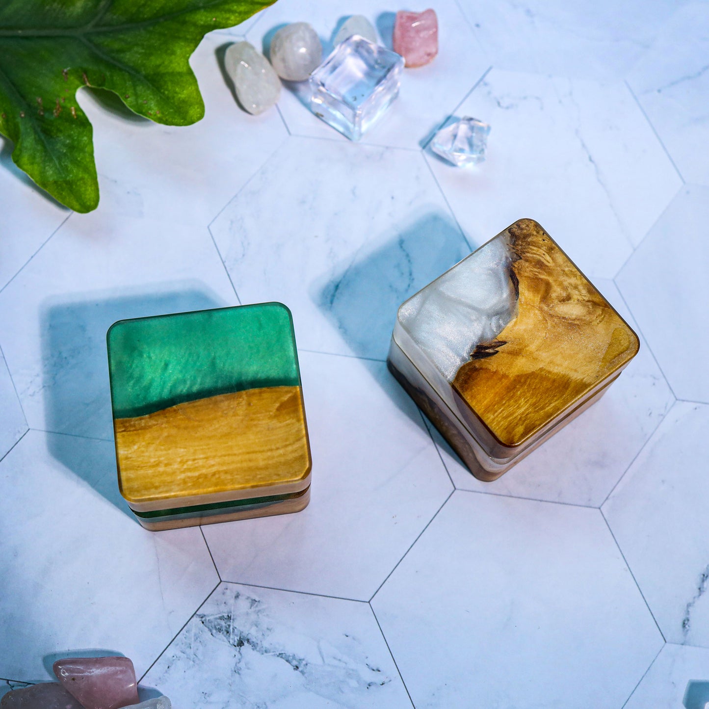 Square Epoxy Resin Engagement Ring Box