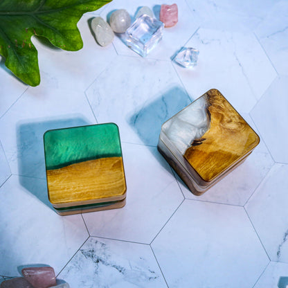Square Epoxy Resin Engagement Ring Box