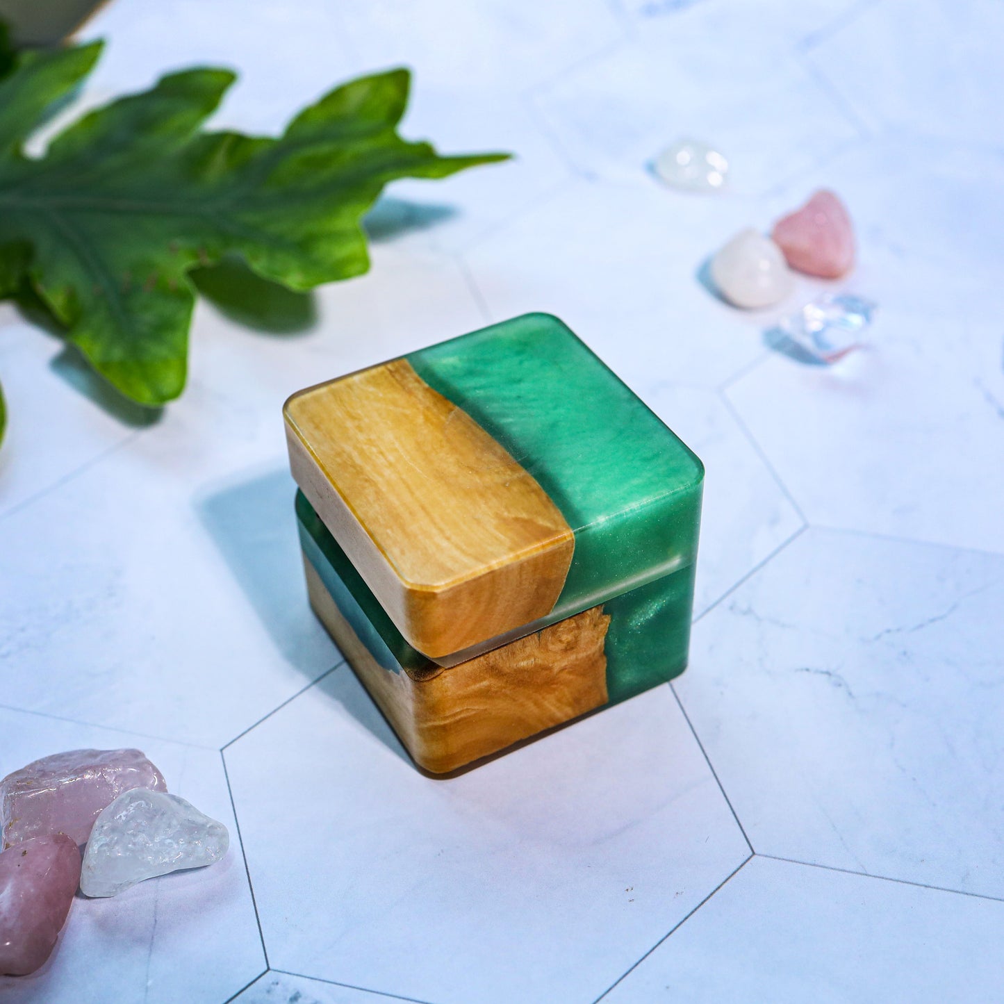 Square Epoxy Resin Engagement Ring Box