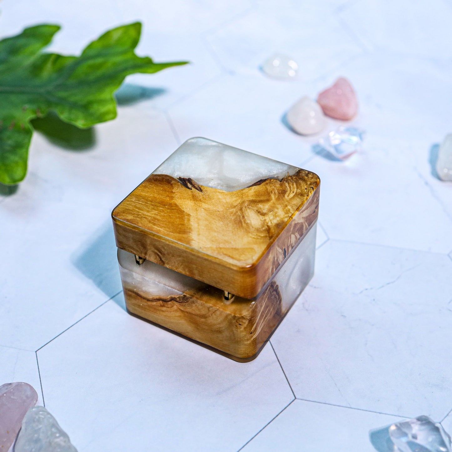 Square Epoxy Resin Engagement Ring Box