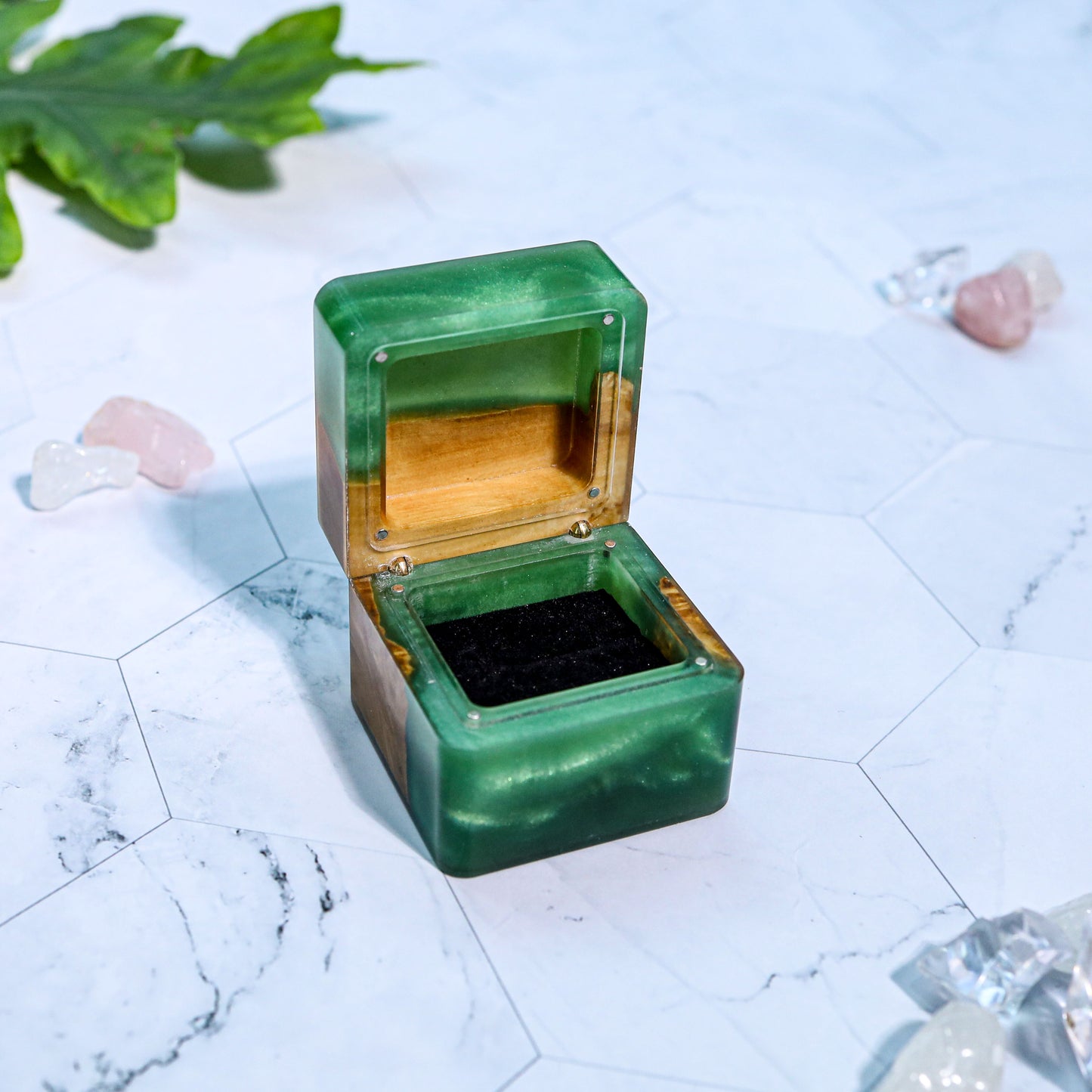 Square Epoxy Resin Engagement Ring Box