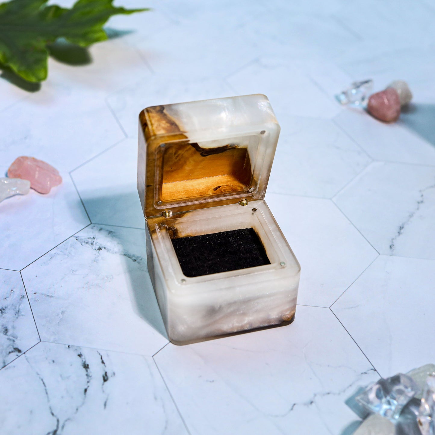 Square Epoxy Resin Engagement Ring Box