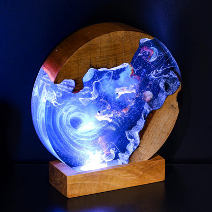 Interstellar Astronaut entering into the Black hole Night Light