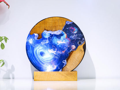 Interstellar Astronaut entering into the Black hole Night Light