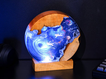 Interstellar Astronaut entering into the Black hole Night Light
