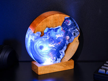 Interstellar Astronaut entering into the Black hole Night Light