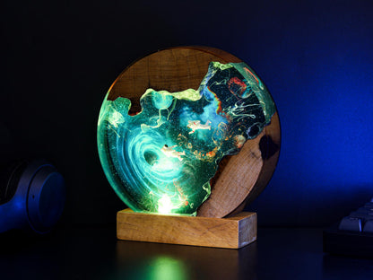 Interstellar Astronaut entering into the Black hole Night Light