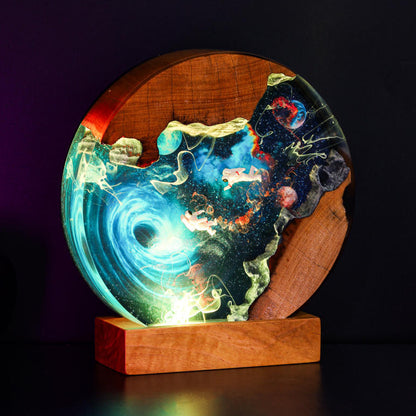 Interstellar Astronaut entering into the Black hole Night Light
