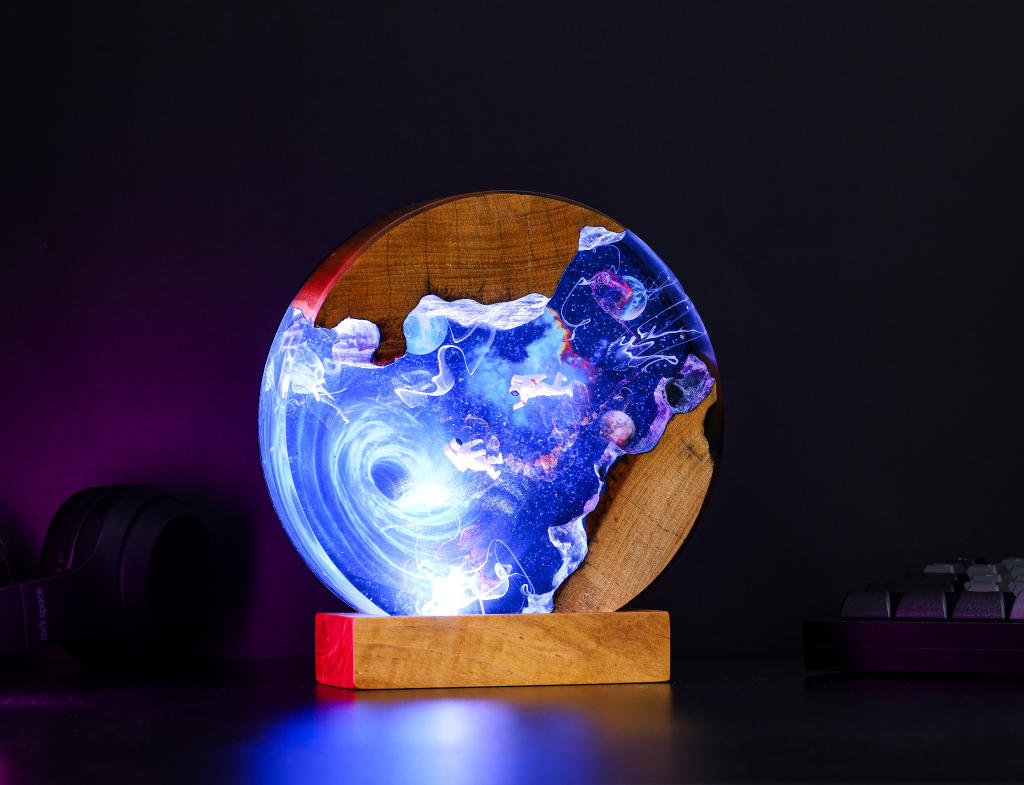 Interstellar Astronaut entering into the Black hole Night Light