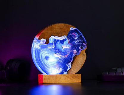 Interstellar Astronaut entering into the Black hole Night Light
