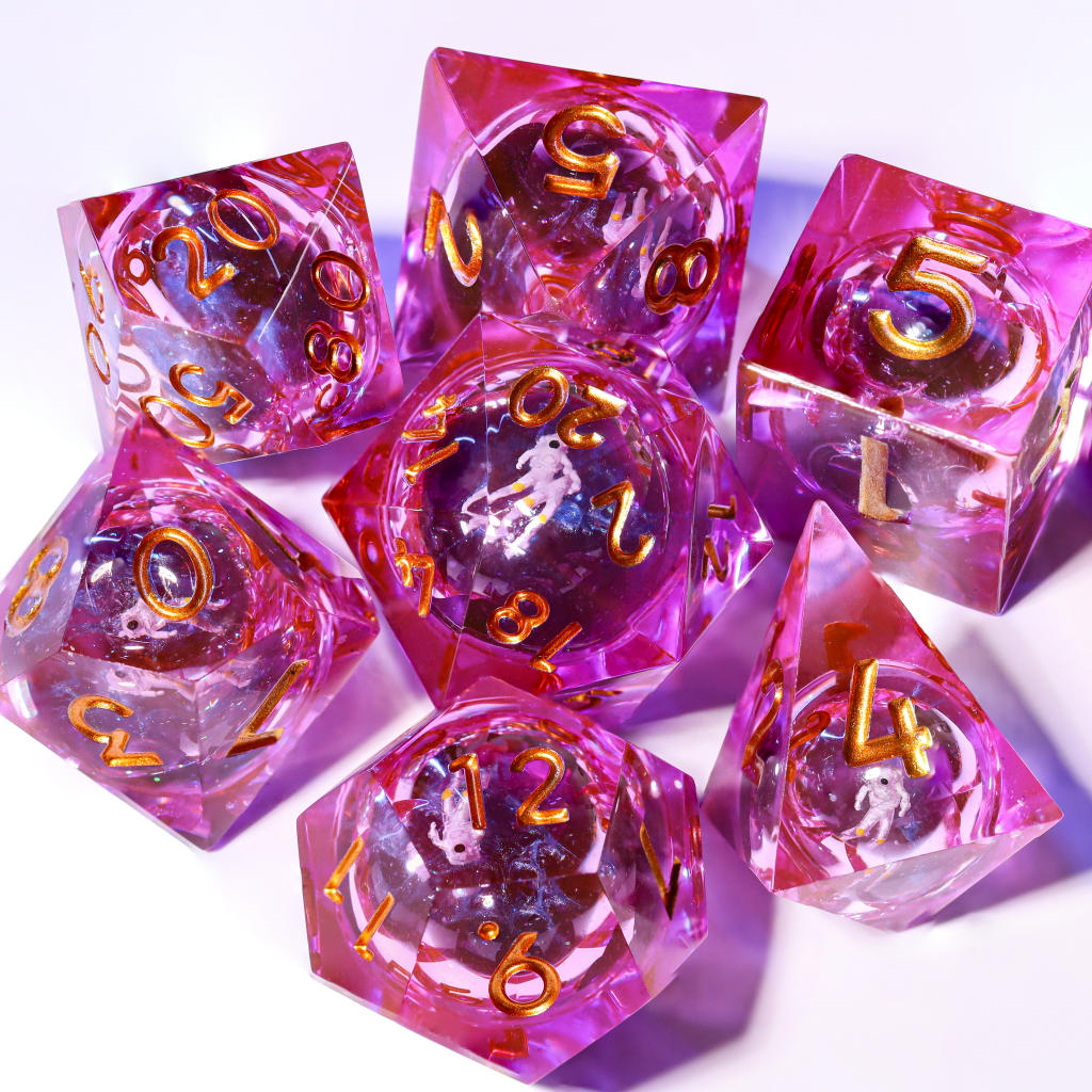 Pink Astronaut Resin DnD Dice