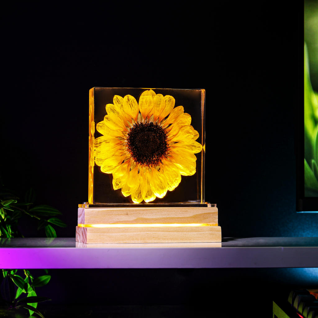 Real Sunflower Epoxy Night Lamp