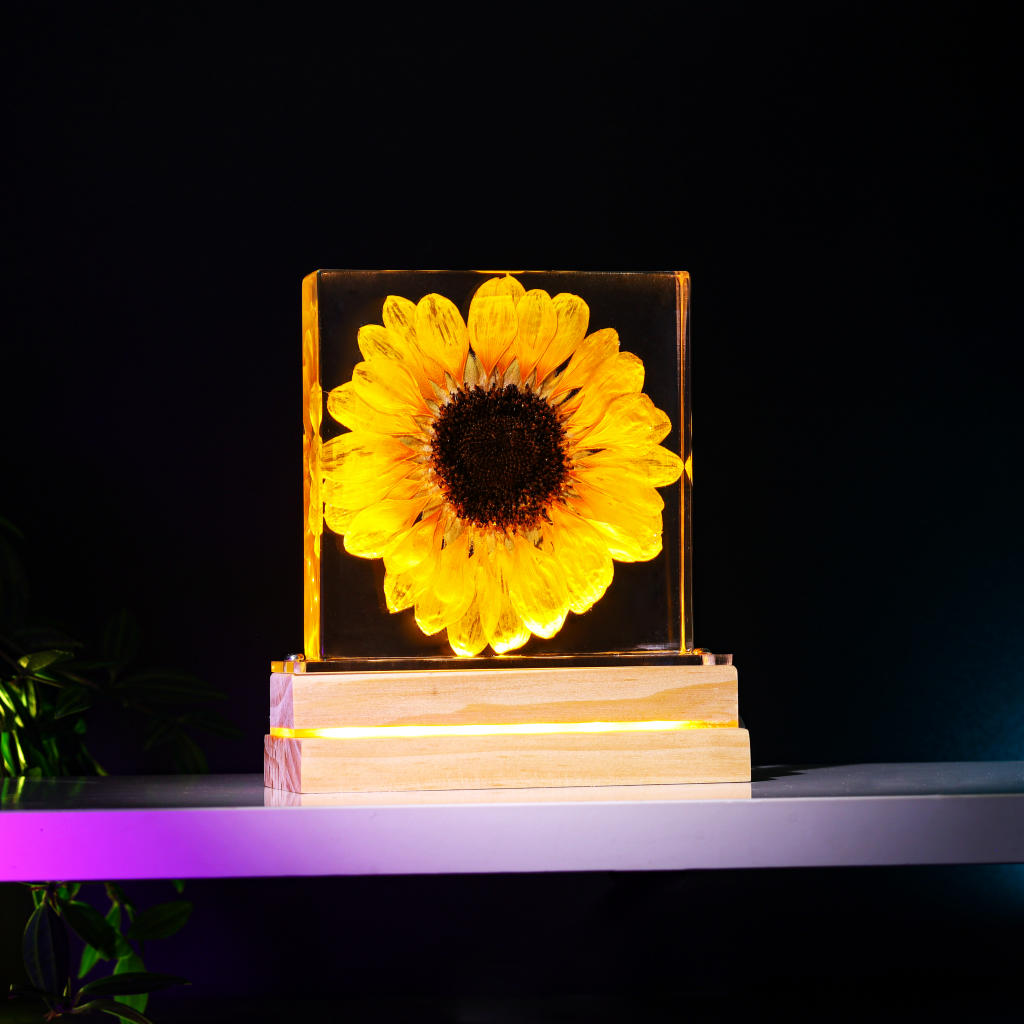 Real Sunflower Epoxy Night Lamp