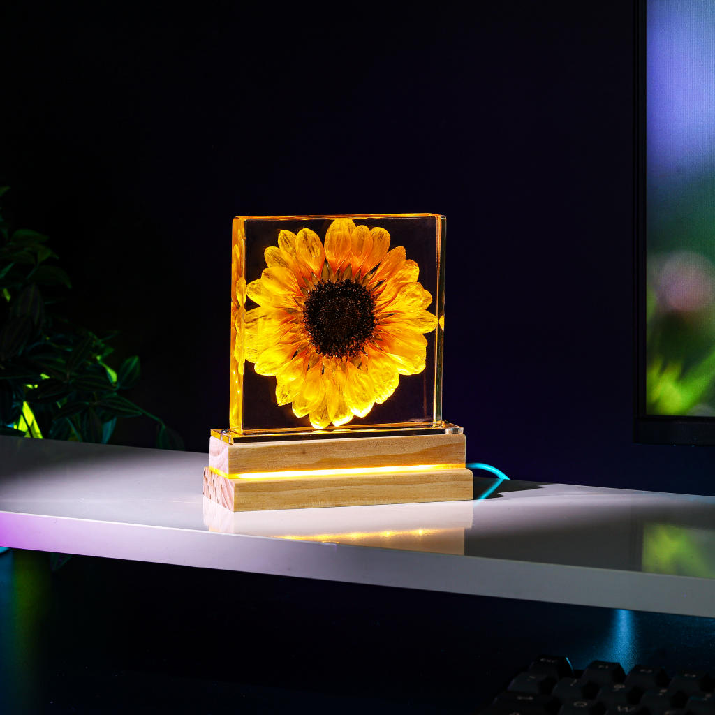 Real Sunflower Epoxy Night Lamp