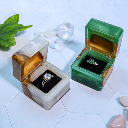 Square Epoxy Resin Engagement Ring Box