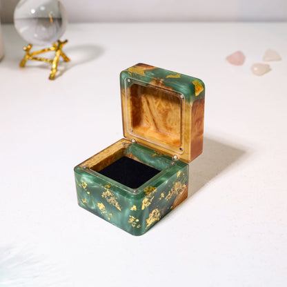 Square Teal Green Resin Engagement Ring Box