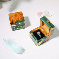 Square Teal Green Resin Engagement Ring Box - image 9