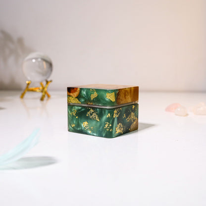 Square Teal Green Resin Engagement Ring Box