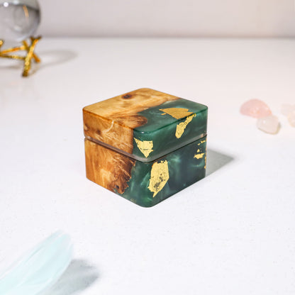 Square Teal Green Resin Engagement Ring Box