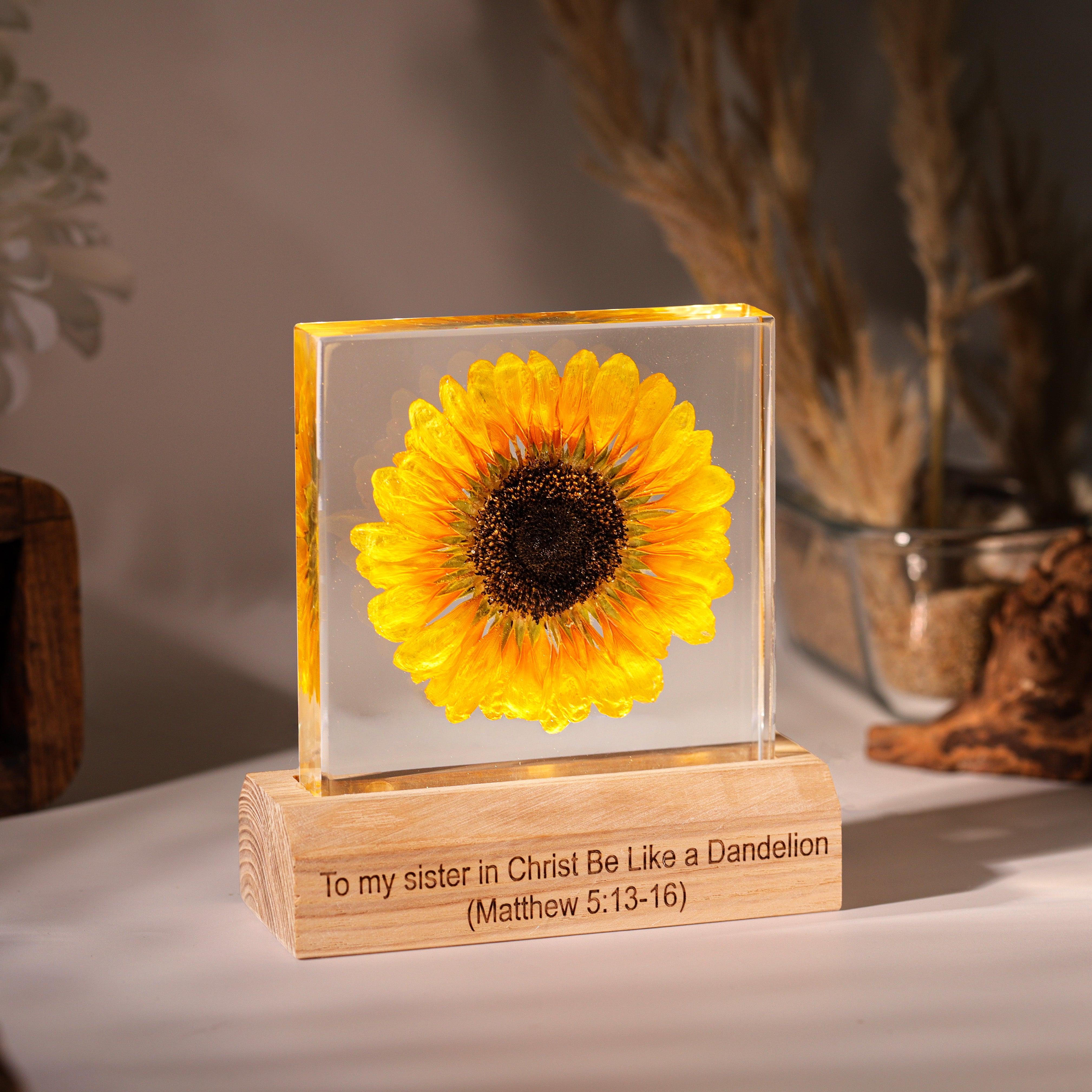 Real Sunflower Epoxy Night Lamp