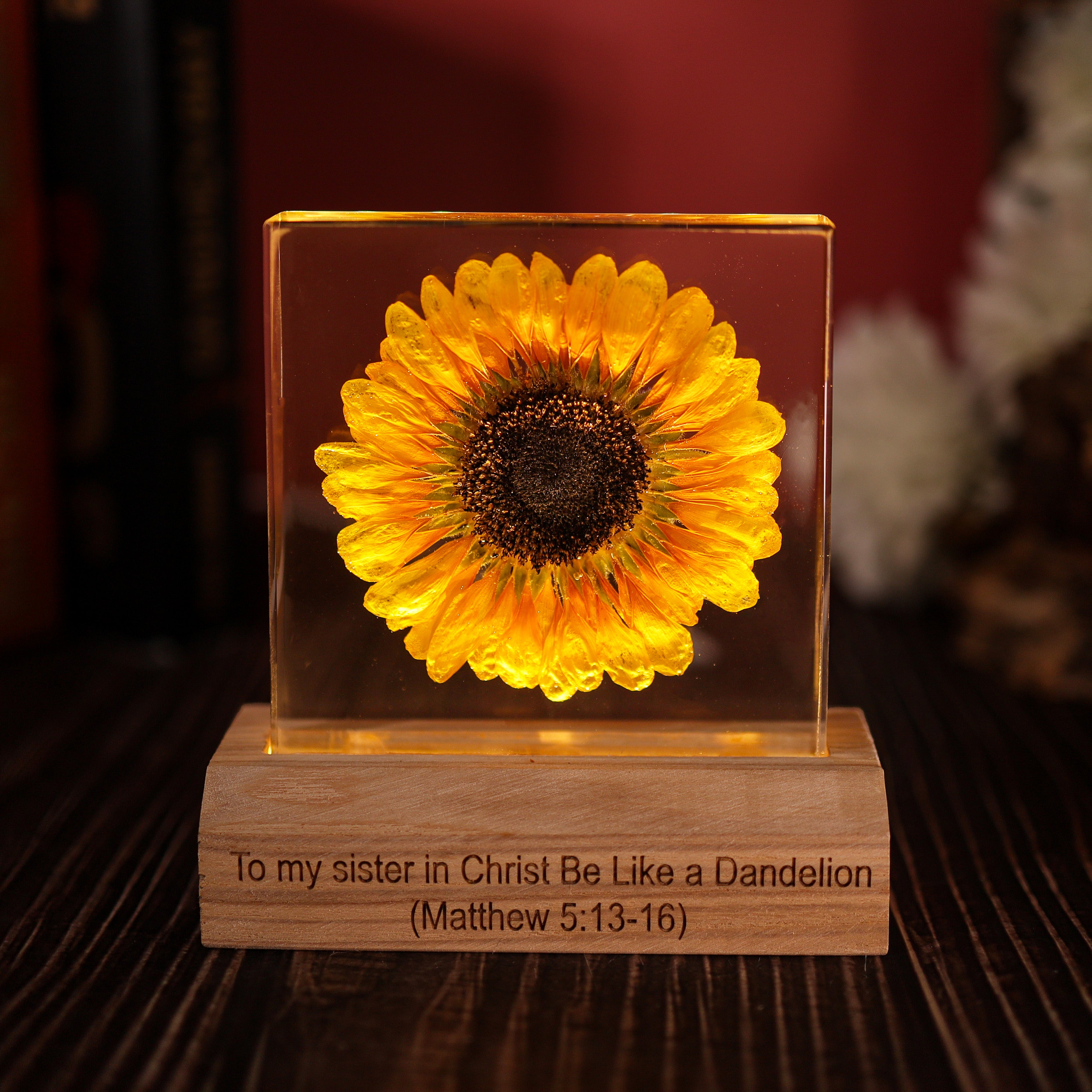 Real Sunflower Epoxy Night Lamp