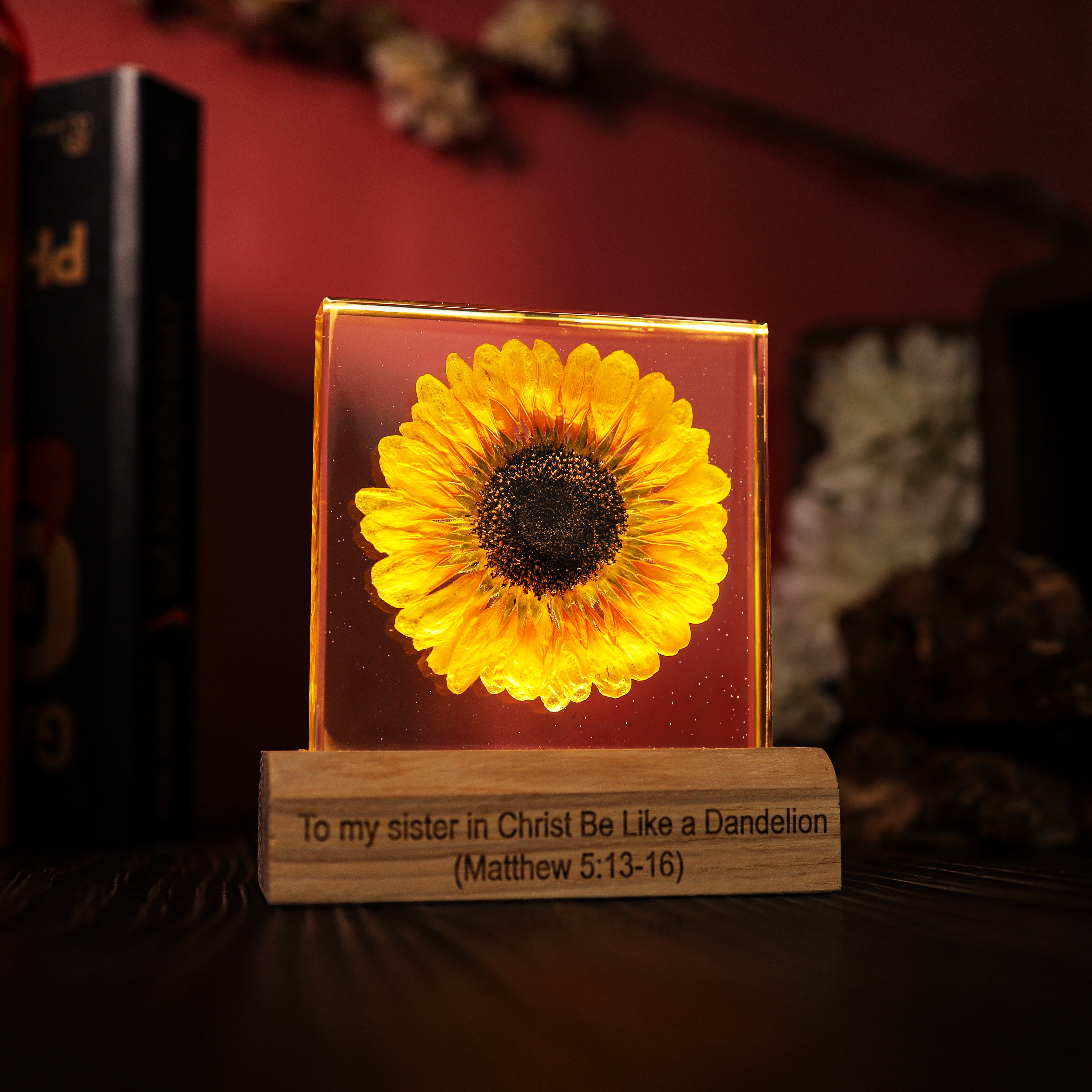 Real Sunflower Epoxy Night Lamp