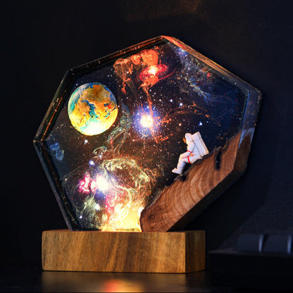 The EARTH and Astronaut Epoxy Lamp