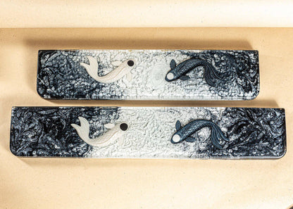 Black and white resin wrist rest