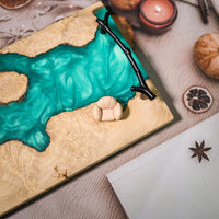 Blue Walnut Epoxy Resin Cheese Tray - image 4