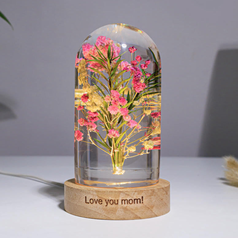 Spherical Cylinder Baby’s Breath Flower Epoxy Lamp