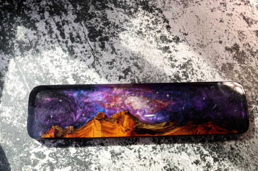 Galaxy resin and wood wrist rest