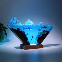 Inverted Triangle White Shark & Diver Epoxy Lamp - image 3