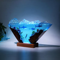 Inverted Triangle White Shark & Diver Epoxy Lamp - image 2