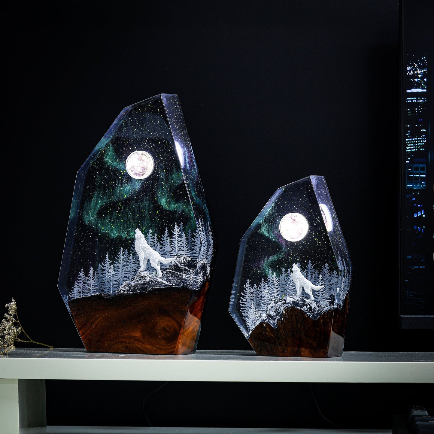 Fox in Aurora Borealis Night Lamp Ver 2