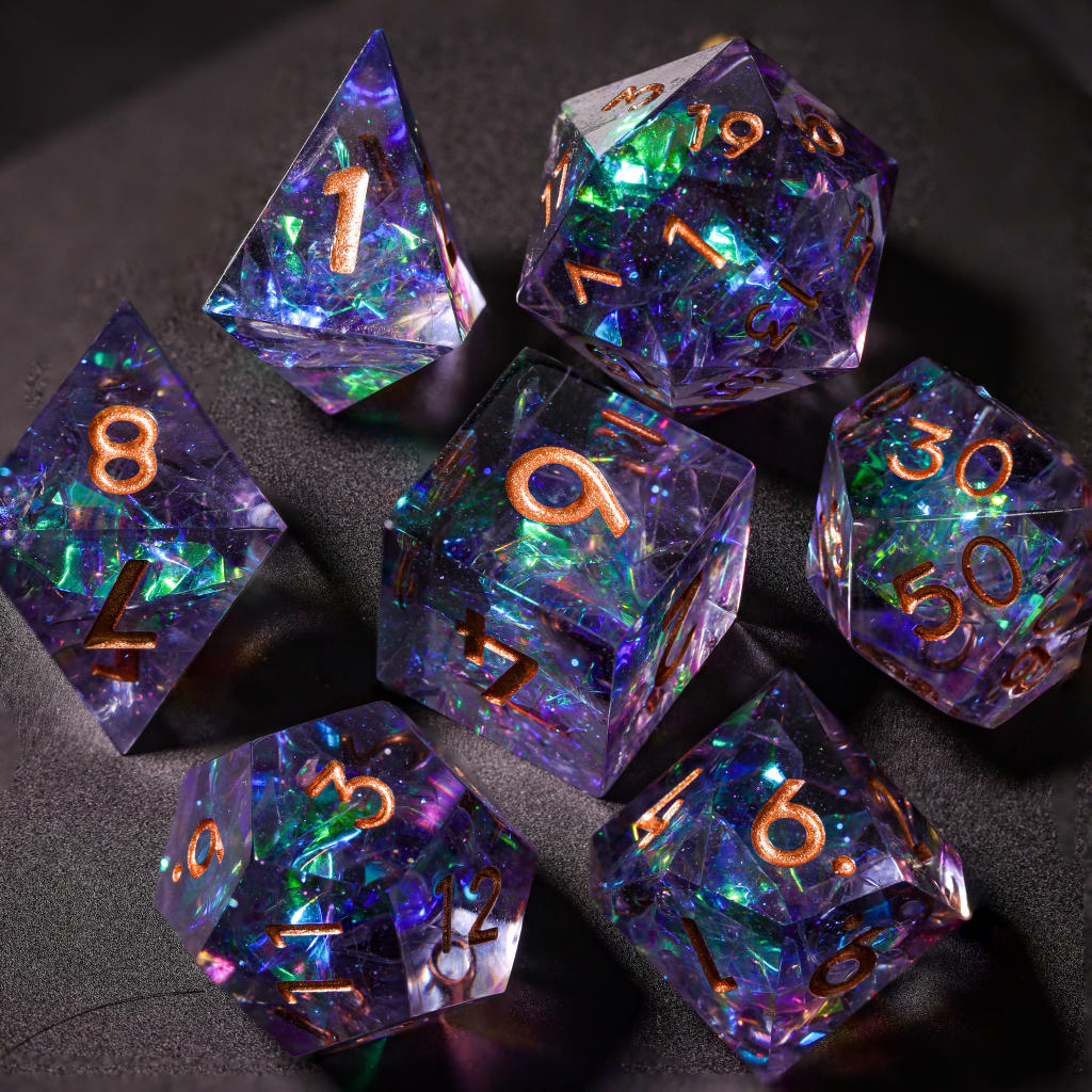 Purple Glitter Galaxy Resin DnD Dice